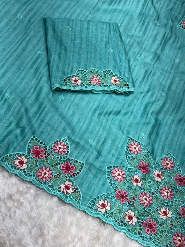 Blue_Tussar_Cotton_Saree_For_Women