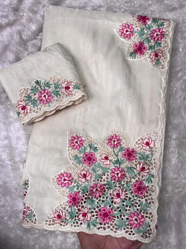 White_Tussar_Cotton_Saree_For_Women