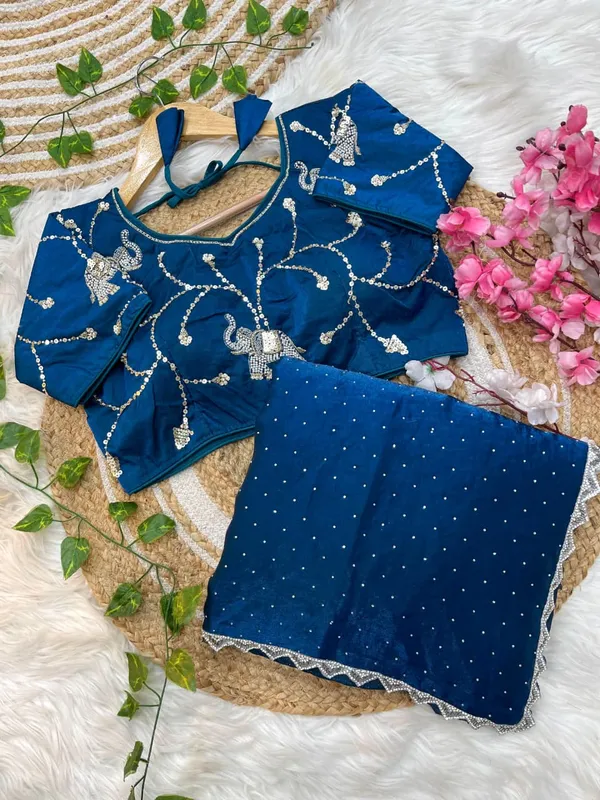 Blue_Fandy_Satin_Silk_Saree_For_Women