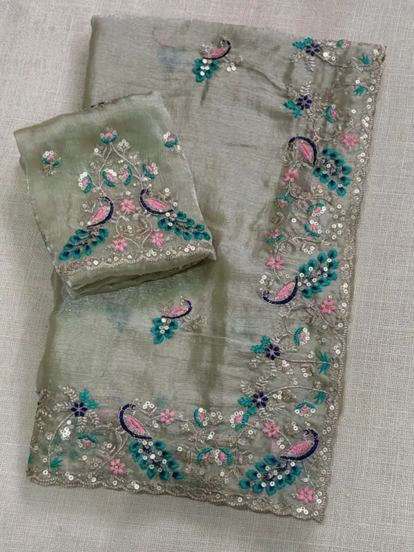 Green_Fandy_Chiffon_Saree_For_Women