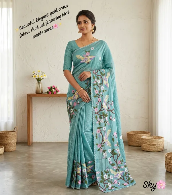 Blue_Fine_Gold_Crush_Saree_For_Women
