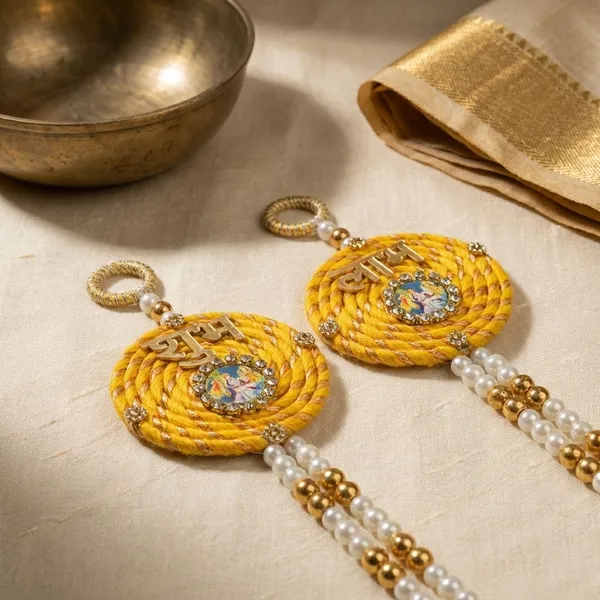 Yellow_Radha_Krishan_Subh_Labh_Hanging_For_Home_Decoration