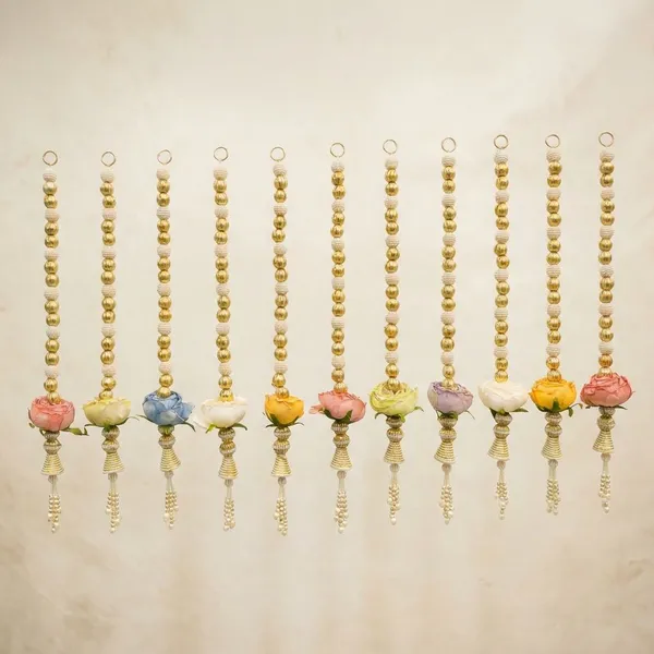 Multicolor_Pearl_Flower_Hanging_And_Red_And_Green_Laxmi_Ji_Charan_For_Home_Decoration_Combo_Pack_Of_2