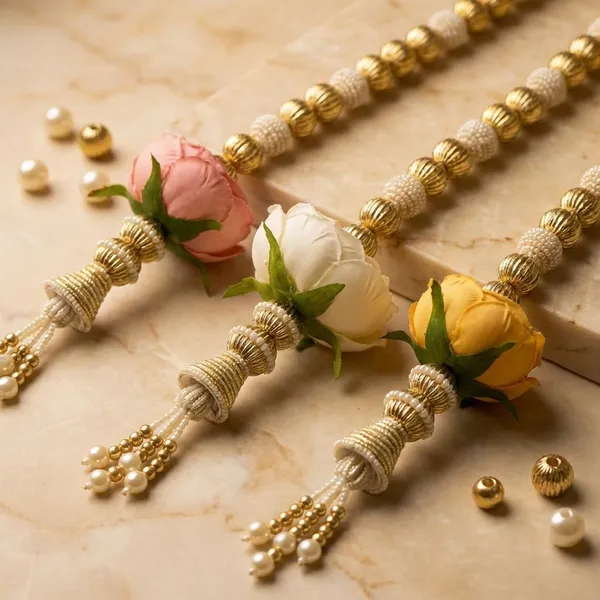 Multicolor_Pearl_Flower_Hanging_And_Red_And_Green_Laxmi_Ji_Charan_For_Home_Decoration_Combo_Pack_Of_2