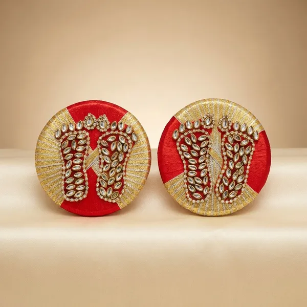 Multicolor_Pearl_Flower_Hanging_And_Red_And_Green_Laxmi_Ji_Charan_For_Home_Decoration_Combo_Pack_Of_2