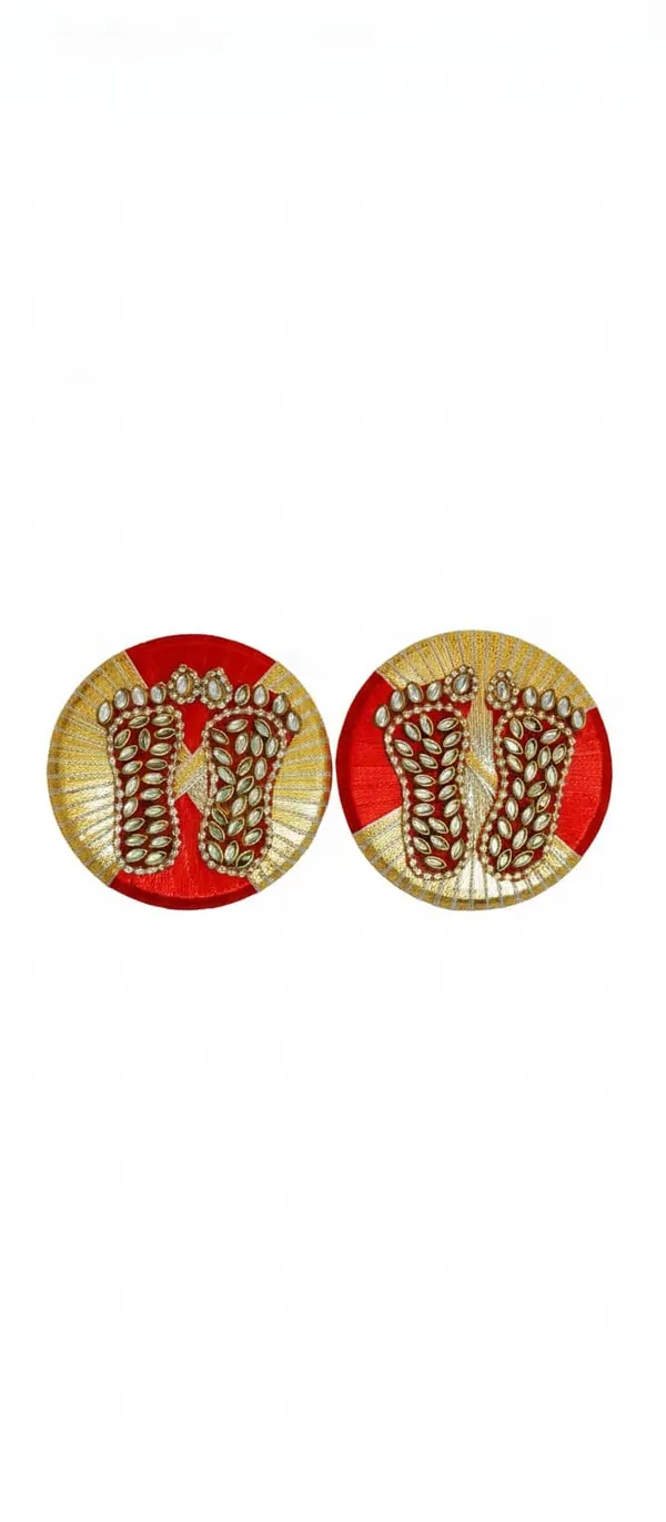 Multicolor_Pearl_Flower_Hanging_And_Red_And_Green_Laxmi_Ji_Charan_For_Home_Decoration_Combo_Pack_Of_2