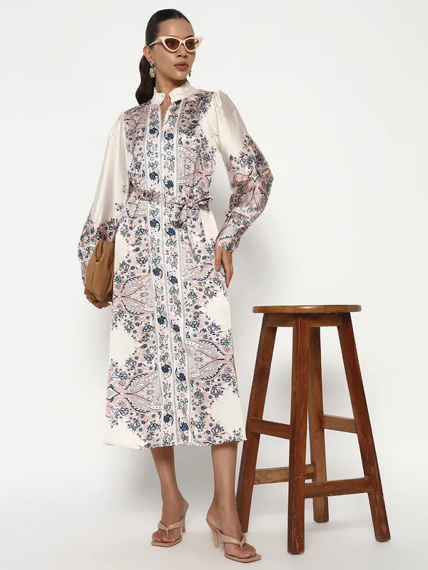 White_Cotton_Premium_and_Elegant_Vintage_Paisley_Print_Midi_Dress_For_Women