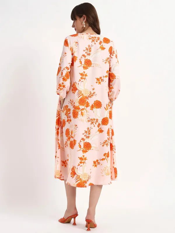 Blush_Orange_Cotton_Premium_and_Elegant_Blush_Floral_Midi_Kaftan_Dress_For_Women