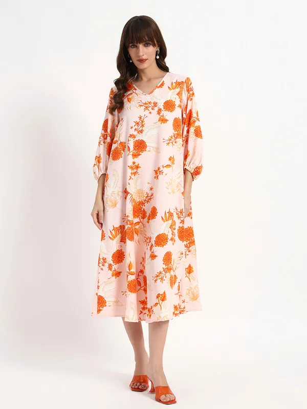 Blush_Orange_Cotton_Premium_and_Elegant_Blush_Floral_Midi_Kaftan_Dress_For_Women