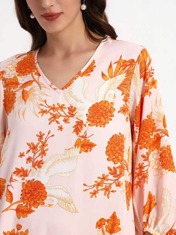 Blush_Orange_Cotton_Premium_and_Elegant_Blush_Floral_Midi_Kaftan_Dress_For_Women