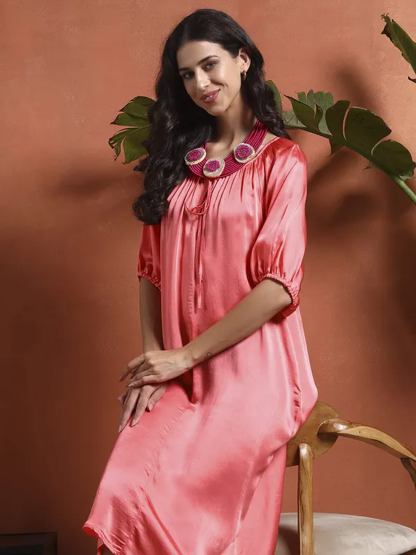 Pink_Satin_Premium_and_Elegant_Blush_Coral_Satin_Midi_Dress_For_Women