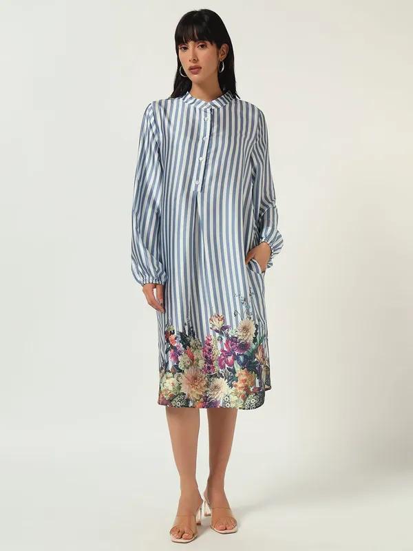 Blue_Cotton_Premium_and_Elegant_Striped_Floral_Hem_Midi_Dress_For_Women