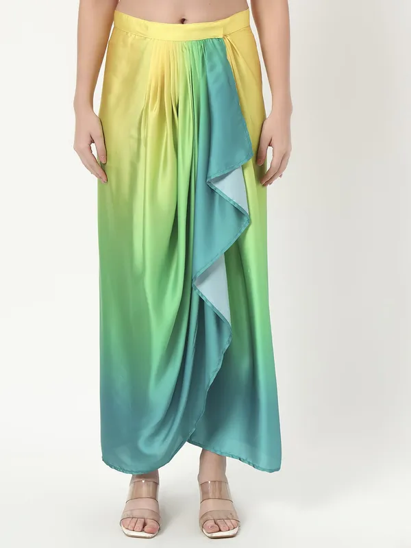 Green_Satin_Premium_and_Elegant_Sunset_Ombre_Draped_Co-Ord_Set_For_Women