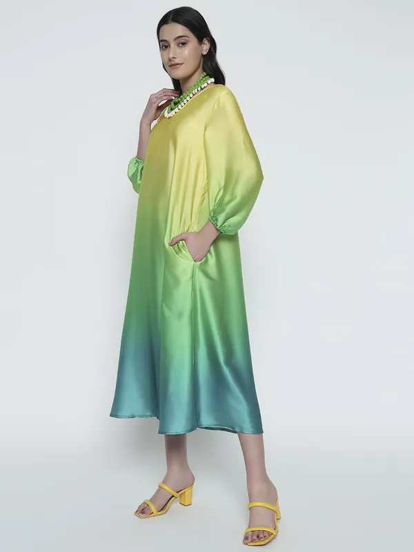 Green_Satin_Premium_and_Elegant_Tropical_Ombre_Satin_Swing_Dress_For_Women