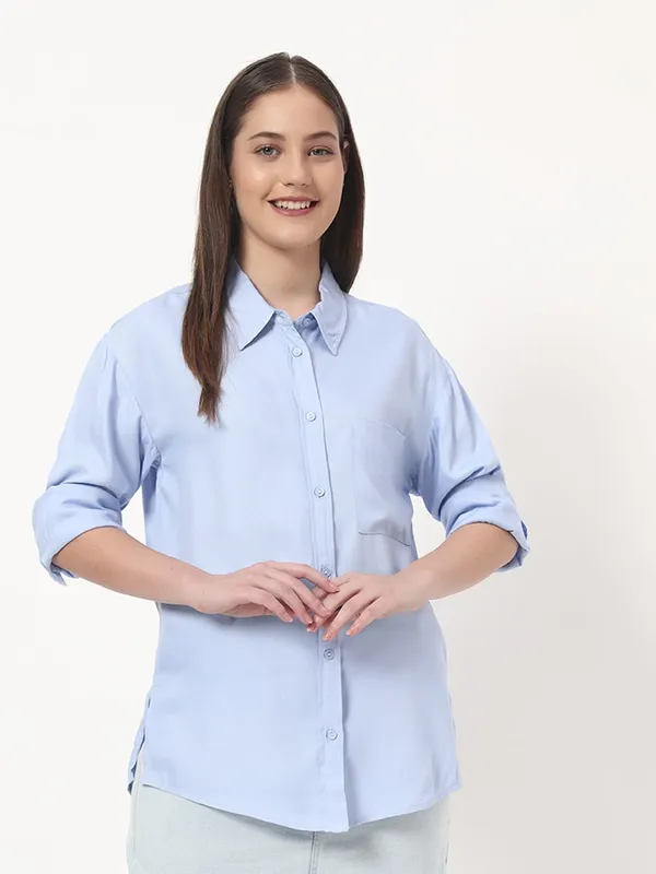 Light_Blue_Cotton_Premium_and_Elegant_Button-Down_Shirt_For_Women
