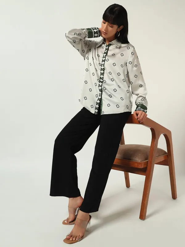 White_Cotton_Premium_and_Elegant_Barfi_Print_Shirt_For_Women