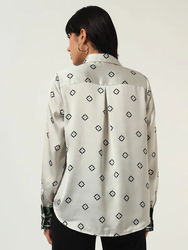 White_Cotton_Premium_and_Elegant_Barfi_Print_Shirt_For_Women