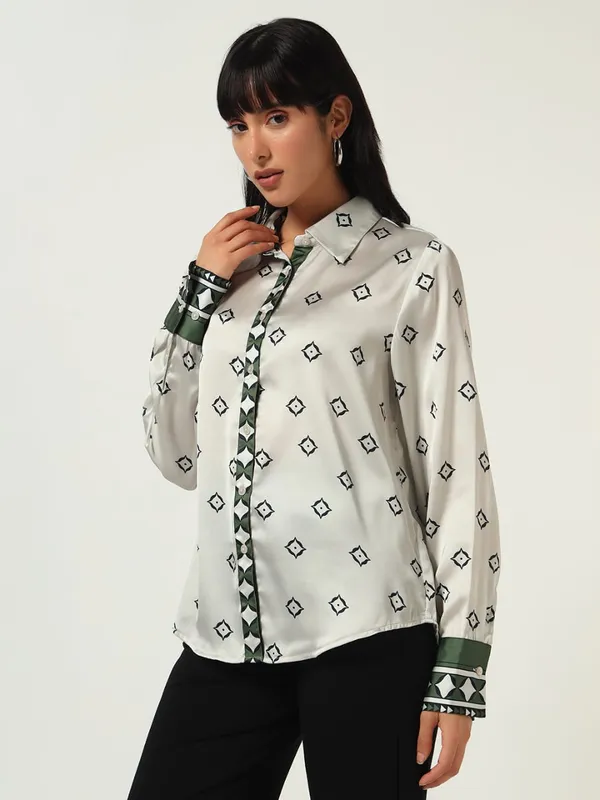 White_Cotton_Premium_and_Elegant_Barfi_Print_Shirt_For_Women