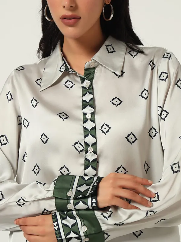 White_Cotton_Premium_and_Elegant_Barfi_Print_Shirt_For_Women
