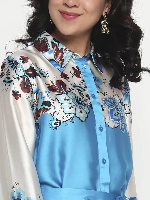 Sky_Blue_&_White_Cotton_Premium_and_Elegant_Floral_Dress_For_Women
