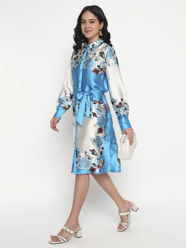Sky_Blue_&_White_Cotton_Premium_and_Elegant_Floral_Dress_For_Women
