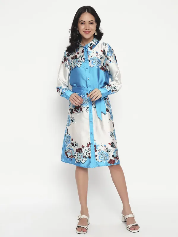 Sky_Blue_&_White_Cotton_Premium_and_Elegant_Floral_Dress_For_Women