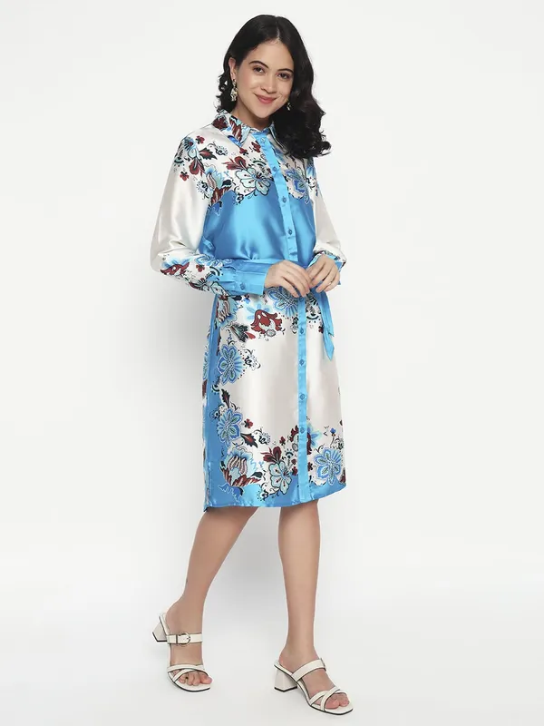 Sky_Blue_&_White_Cotton_Premium_and_Elegant_Floral_Dress_For_Women