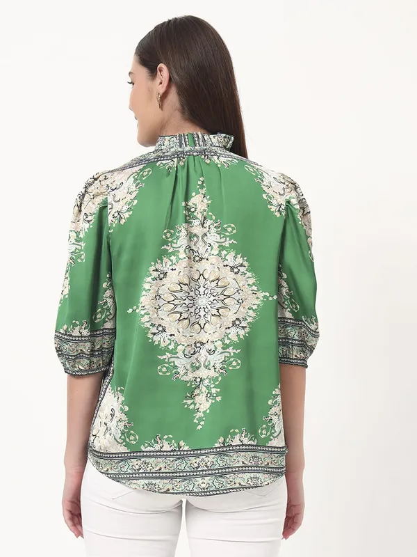 Green_Cotton_Premium_and_Elegant_Printed_Puff_Sleeve_Top_For_Women