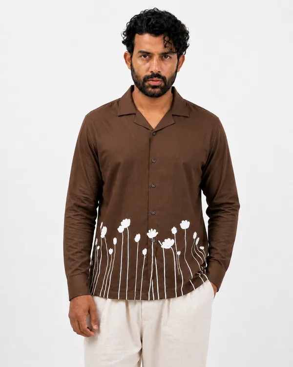 Men’s_Brwon_Embroidered_Full-Sleeve_Shir