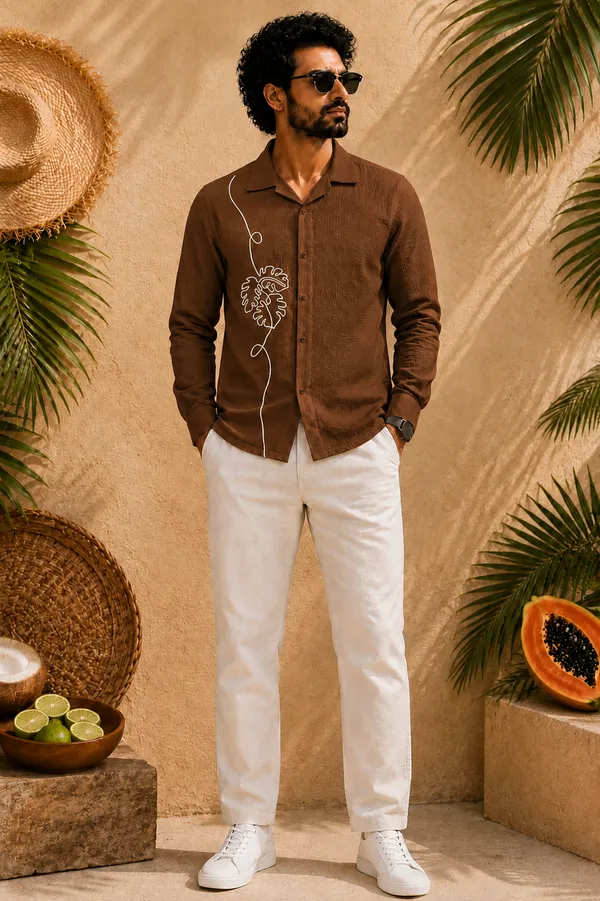 Men’s_Brwon_Embroidered_Full-Sleeve_Shirt