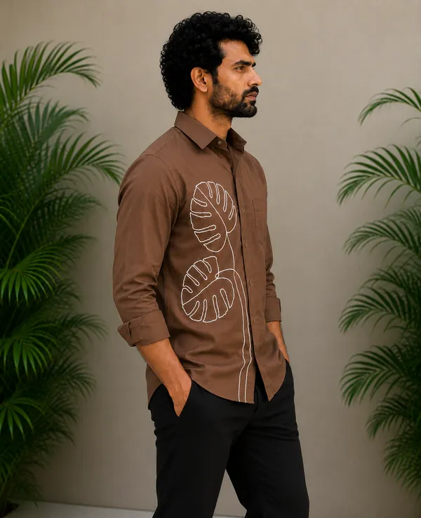 Men’s_Brwon_Embroidered_Full-Sleeve_Shirt