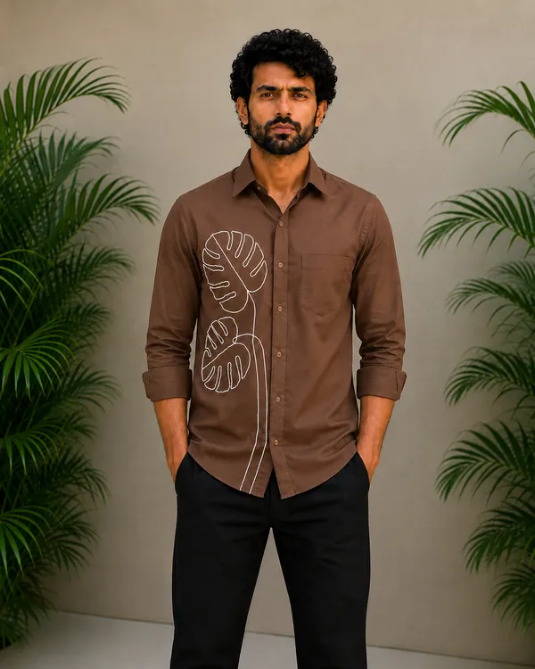 Men’s_Brwon_Embroidered_Full-Sleeve_Shirt