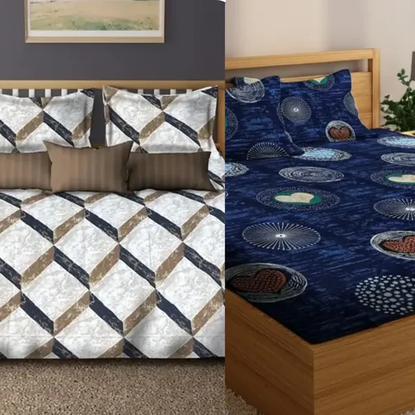 White_and_Blue_Cotton_Double_Flat_220_Tc_Floral_Pack_Of_2_Bedsheet_4_Pillow_Covers_Combo