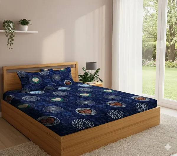 White_and_Blue_Cotton_Double_Flat_220_Tc_Floral_Pack_Of_2_Bedsheet_4_Pillow_Covers_Combo