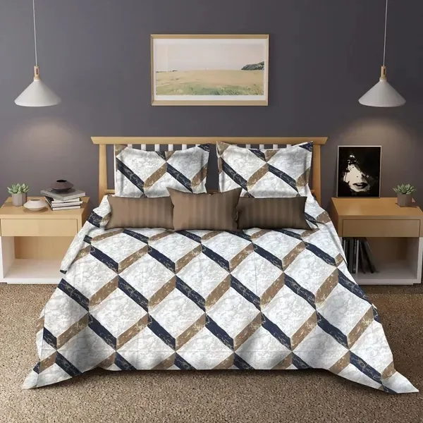 White_and_Blue_Cotton_Double_Flat_220_Tc_Floral_Pack_Of_2_Bedsheet_4_Pillow_Covers_Combo