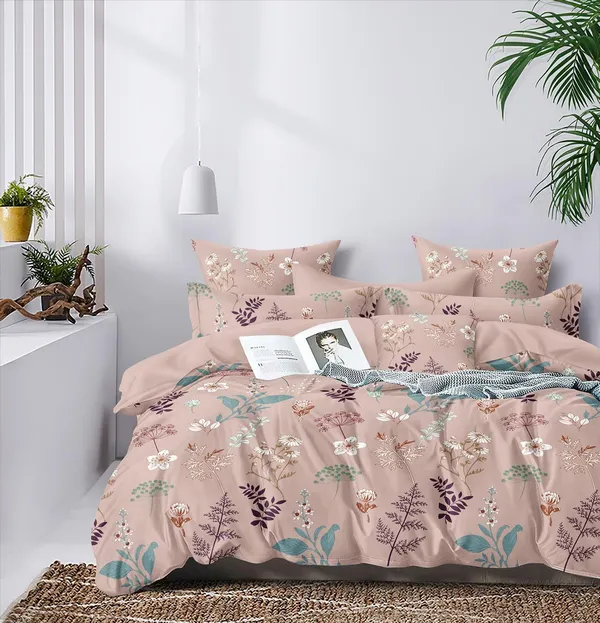 220TC_Supersoft_Elastic_Fitted_Cotton_Double_Bed_Printed_Bedsheet_with_2_Pillow_Covers_(72"_*_78"_Upto_6"_Mattress)-_Brown_Floral