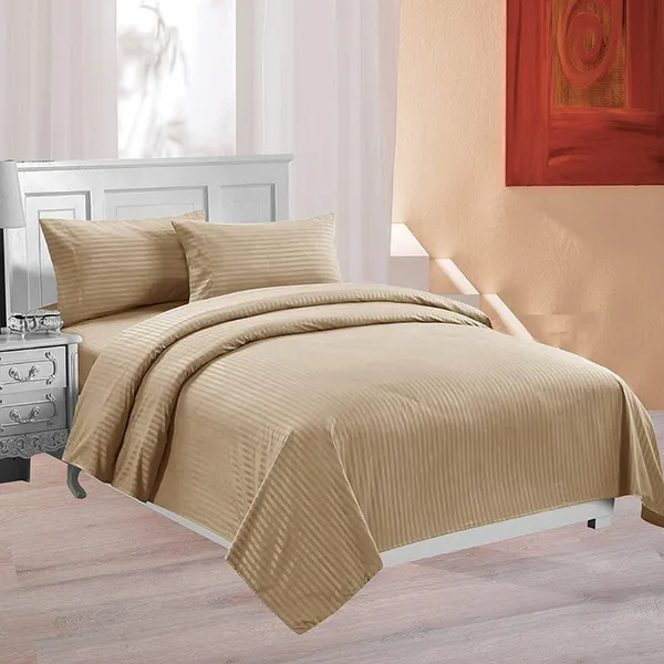 Beige_Striped_Lining_Double_Bed_Bedsheet