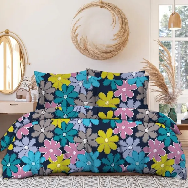 220TC_Supersoft_Elastic_Fitted_Cotton_Double_Bed__Printed_Bedsheet_with_2_Pillow_Covers_(72"_*_78"_Upto_6"_Mattress)-_Blue_Floral