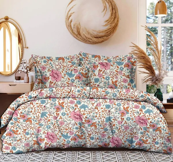 Grey_And_Multicolor_Cotton_Double_Flat_220_Tc_Floral_Pack_Of_2_Bedsheet_4_Pillow_Covers_Combo