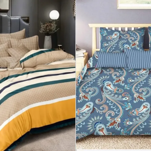 Blue_And_Beige_Cotton_Double_Flat_220_Tc_Floral_Pack_Of_2_Bedsheet_4_Pillow_Covers_Combo