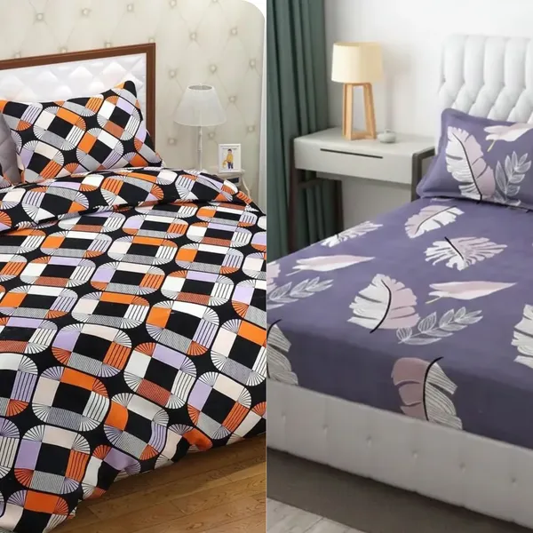 Purple_And_Black_Cotton_Double_Flat_220_Tc_Floral_Pack_Of_2_Bedsheet_4_Pillow_Covers_Combo