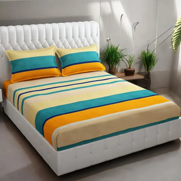 220TC_Supersoft_Cotton_Double_Bedsheet_with_2_Pillow_Covers_(90*100_inches)-_Multicolor_Lining