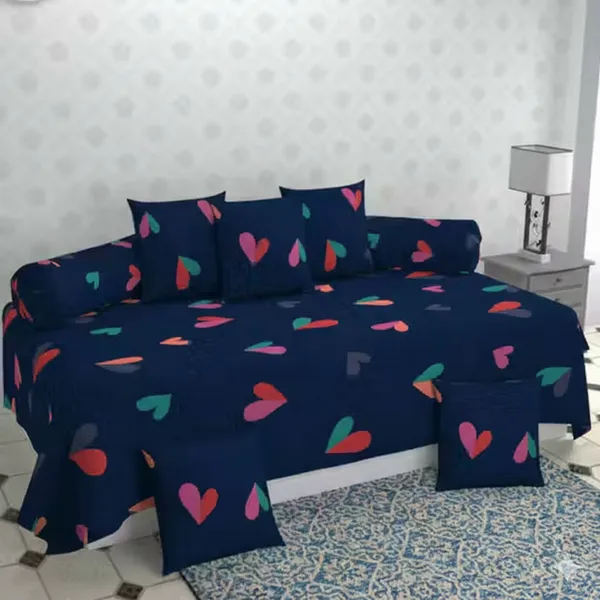 220TC_Blue_Hearts_Silky-Soft_Luxury_Diwan_Set_8_Pieces-_Single_Flat_Bedsheet_With_2_Bolster_Covers_and_5_Cushion_Covers_(60*90_Inches)