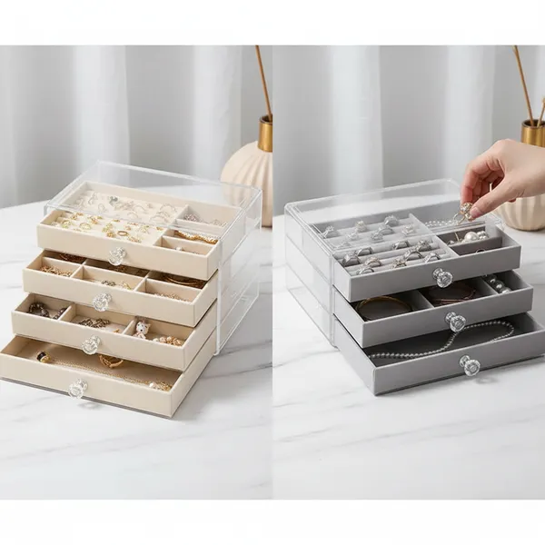 Silver_And_White_Acrylic_Jewelry_Organizer_With_Drawers_|_3_Layer_Earring_Storage_Box_With_10_Compartment_And_7_Ear_Studs_For_Women_|_Transparent_Display_Storage_Case_For_Earrings_Necklace_Ring_Bracelet_Pack_Of_2
