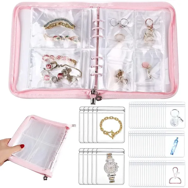 Pink_Transparent_Jewelry_Storage_Book,_Anti_Oxidation_Jewelry_Storage_Organizer_Bag_With_60_Pockets_For_Bracelets_Necklace_Rings