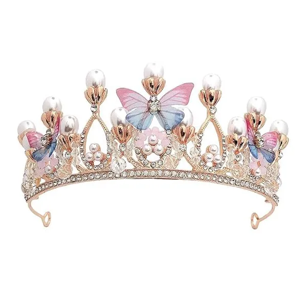 White_Crystal_Tiara_Crown_Pearl_Princess_Costume_Crown_Headband_Flower_Pageant_Handmade_Hair_Accessories_Cosplay,_Birthday,_Celebration_For_Girl_Women