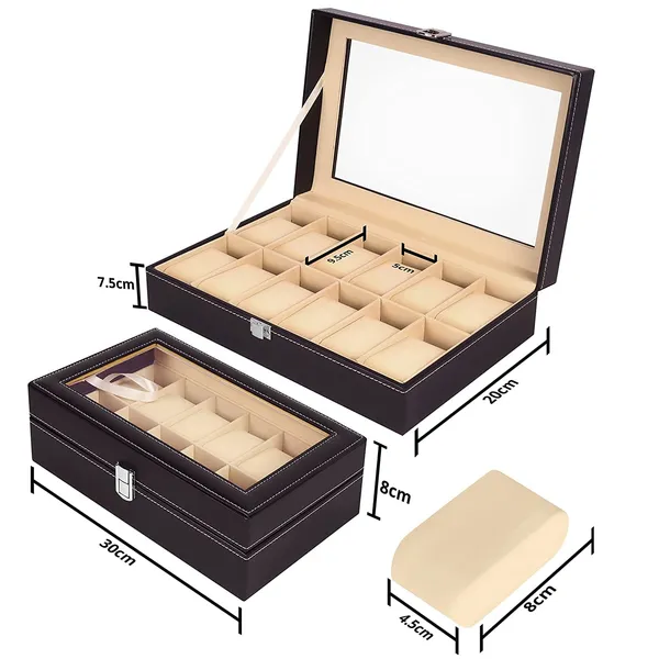 Black_12_Slot_Watch_Box_Organizer_Luxury_Watch_Storage_And_Display_Case_With_Transparent_Glass_Lid_|_Travel_Friendly_Watch_Collection_Holder_For_Men_And_Women_|_Gift_Box