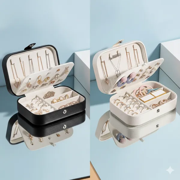 White_And_Black_Pu_Leather_Jewellery_Box_For_Women,_Jewellery_Organisers_Storage_Box_For_Earrings,_Rings,_Necklaces_Pack_Of_2