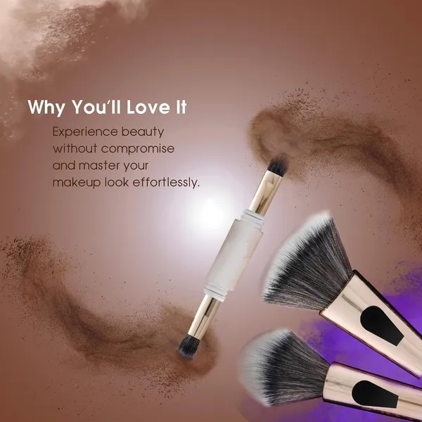 White_And_Black_4_In_1_Makeup_Brush_Set_All_In_One_Travel_Essential_With_Powder_/_Blush,_Foundation,_Blending_And_Eyeshadow_Brushes_Compact_And_Small