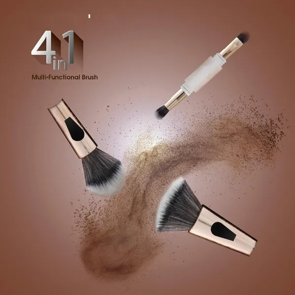 White_And_Black_4_In_1_Makeup_Brush_Set_All_In_One_Travel_Essential_With_Powder_/_Blush,_Foundation,_Blending_And_Eyeshadow_Brushes_Compact_And_Small